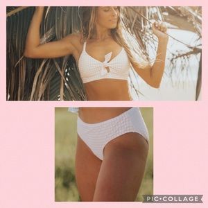 Albion Pink/White Plaid Bikini Top (S) Bottom (M)